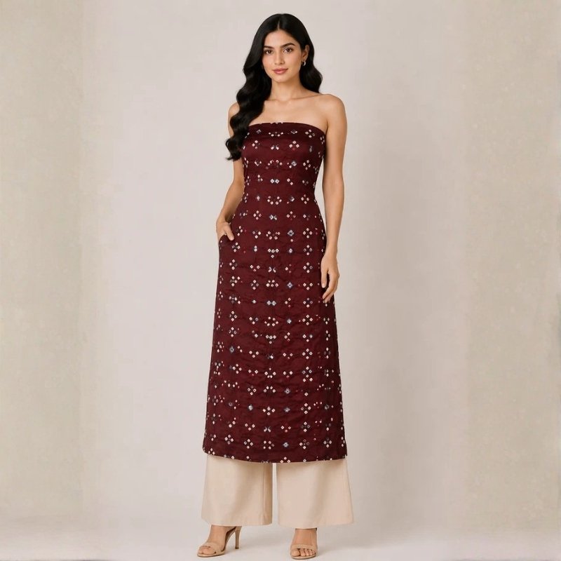 Multi (Bandhej - Tie Dye) Modal Silk Unstitched Kurta Fabric 2.5 Mtr Length - SKU : KH25801D