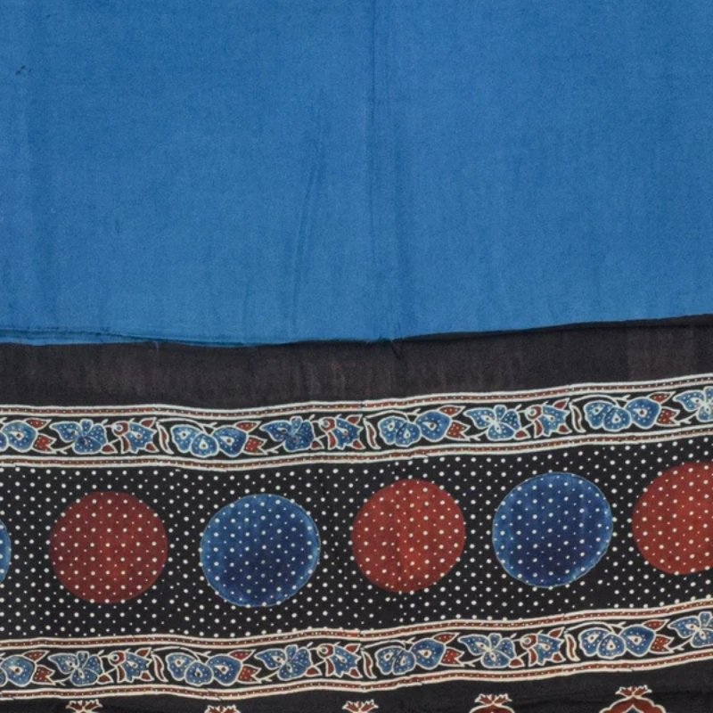 Ajrakh Modal Silk Part Natural Dye Plain Dyeing Ajrakh Border Dupatta Hand Block Print Kurta-Dupatta (Two Piece Set) with Tassels - 2.5 Mt Top - SKU : AI27801F - Image 5