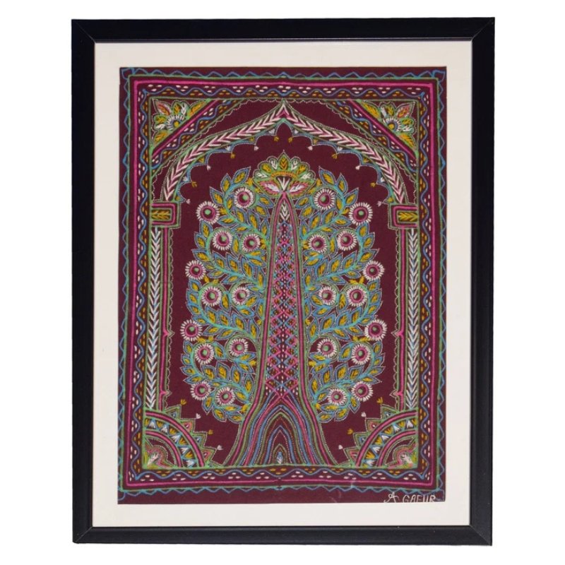 Rogan Painting Cotton Painting With Frame - 17 inch Length - SKU : AG01A01B