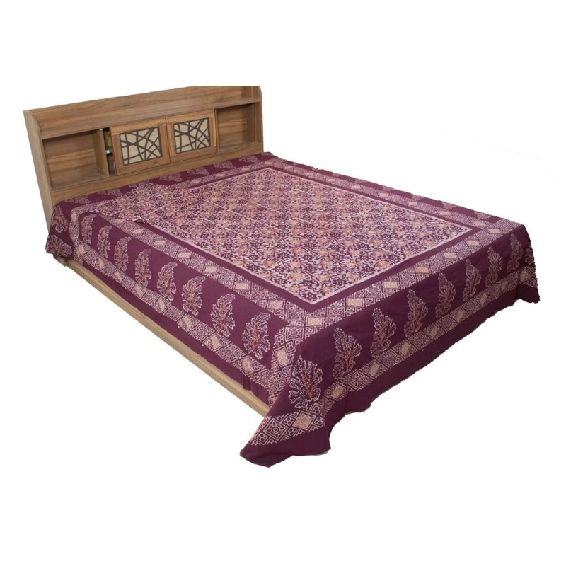 Wax Batik Cotton Hand Printed Bedsheet - Double - SKU: AA06C02A - Image 2