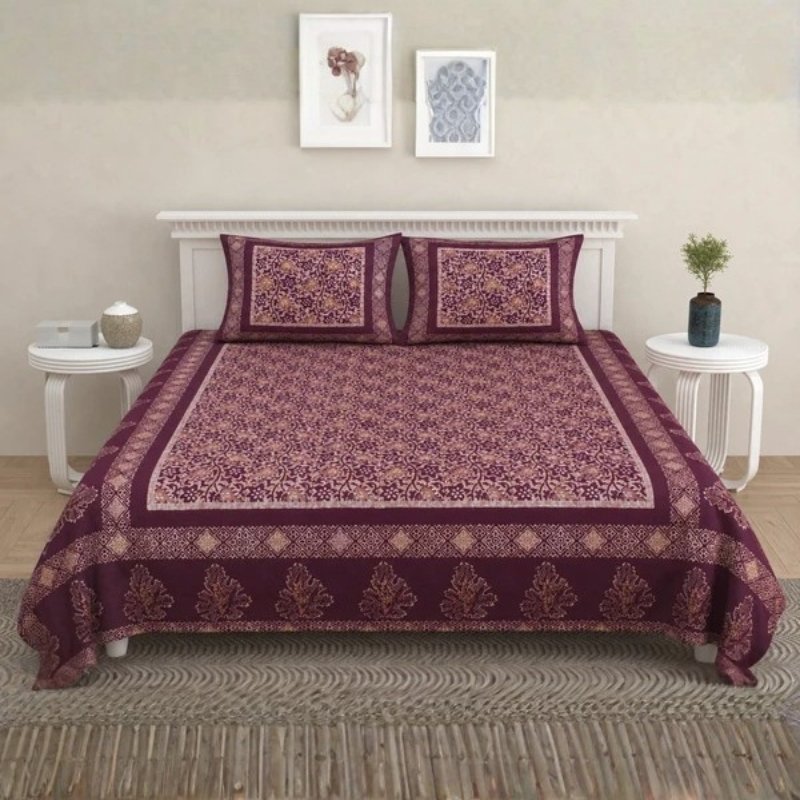 Wax Batik Cotton Hand Printed Bedsheet - Double - SKU: AA06C02A